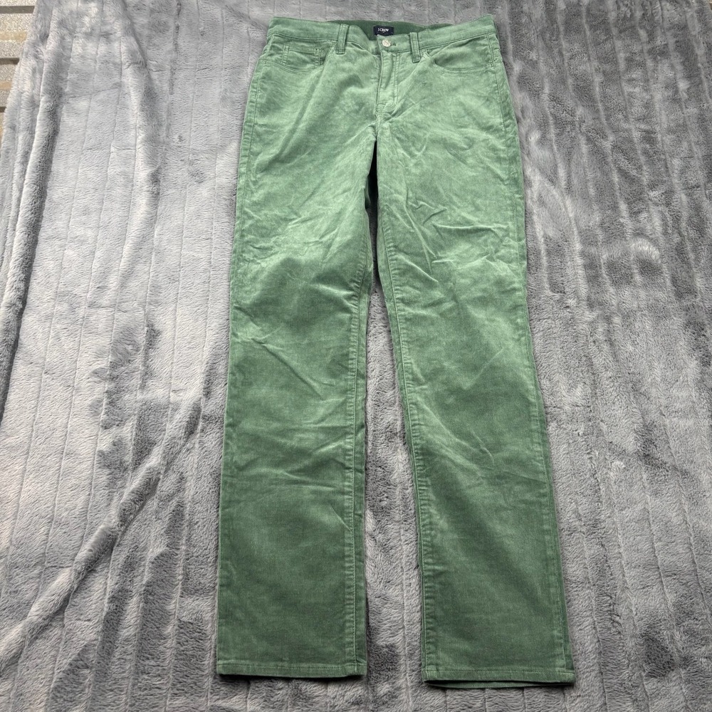 J.Crew Mens Corduroy Pants 29T Sage Green Straight Leg 5-Pocket Fine Wale 12509